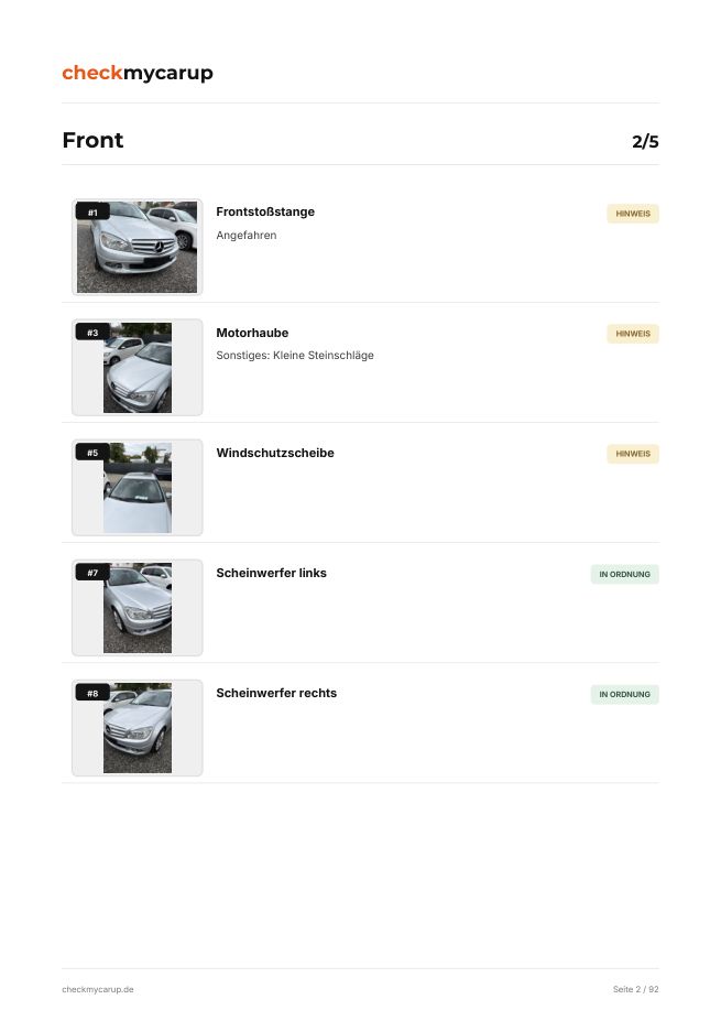 Mercedes-Benz C180 Prüfbericht Seite 2