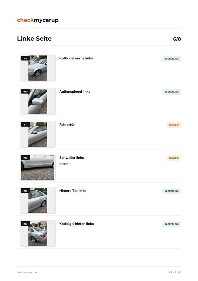 Mercedes-Benz C180 Prüfbericht Seite 3